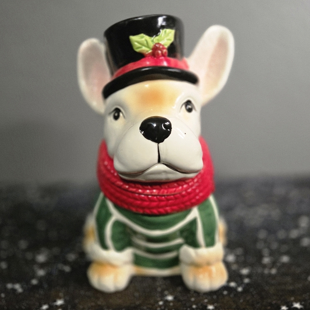 French Bulldog Ceramic Christmas Cookie Treat Jar